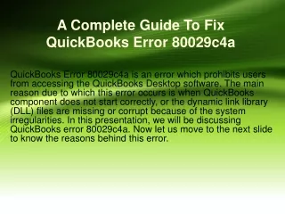 A Complete Guide To Fix QuickBooks Error 80029c4a