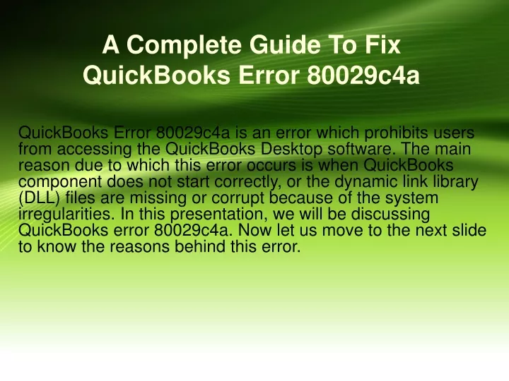 a complete guide to fix quickbooks error 80029c4a