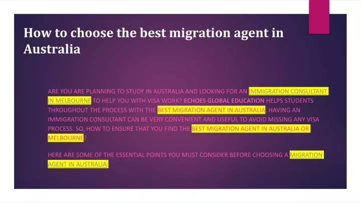 how to choose the best migration agent in australia
