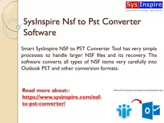 sysinspire nsf to pst converter software