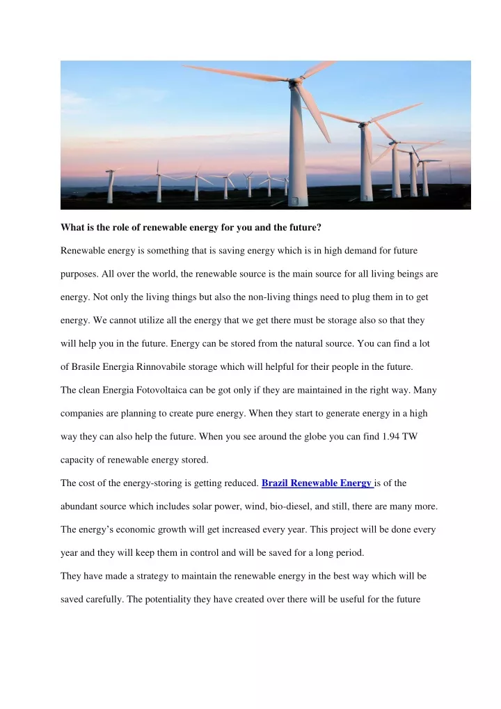 what is the role of renewable energy