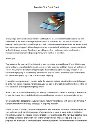 benefits of a credit card