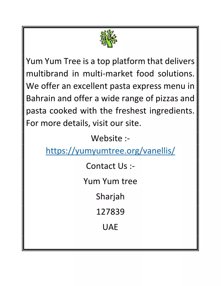 yum yum tree is a top platform that delivers