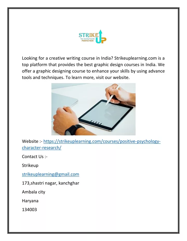 looking for a creative writing course in india