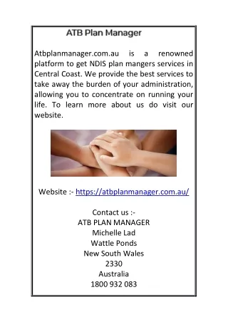 Best Ndis Plan Managers Central Coast | Atbplanmanager.com.au