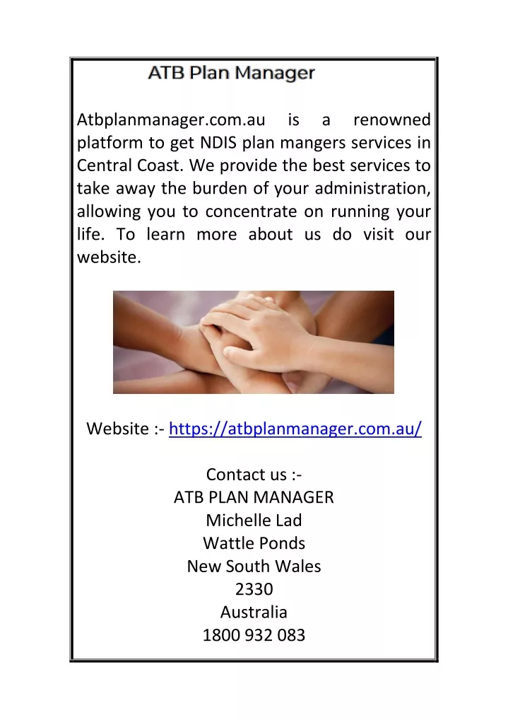 atbplanmanager com au platform to get ndis plan