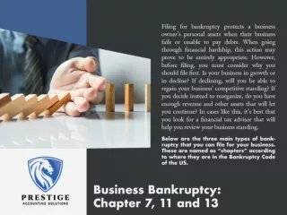 Business Bankruptcy: Chapter 7, 11 and 13