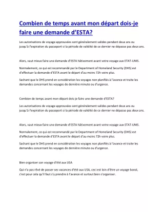 combien de temps avant mon d part dois je faire