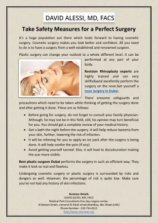 take safety measures for a perfect surgery