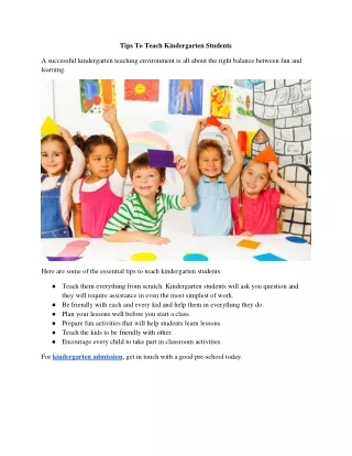 Tips To Teach Kindergarten Students