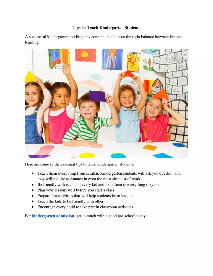 tips to teach kindergarten students