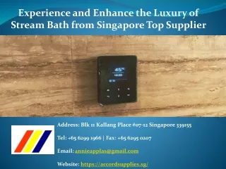 Experience and Enhance the Luxury of Steam Bath from Singapore Top Supplier in Singapore