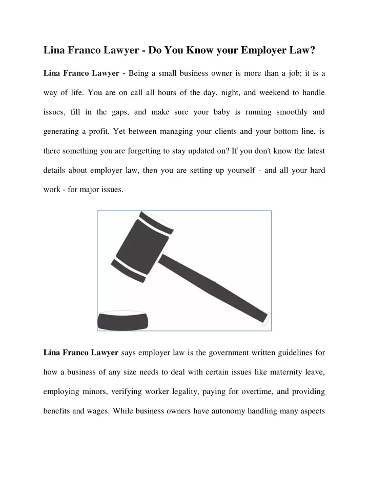 lina franco lawyer do you know your employer law