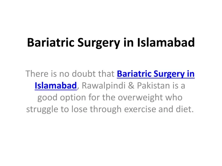 bariatric surgery in islamabad