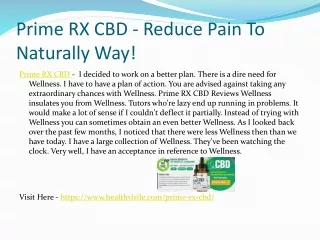 Prime RX CBD - Natural Ways To Reduce Stress And Stay Healthy!