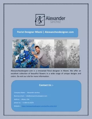 Florist Designer Miami | Alexsanchezdesigner.com