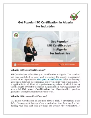 Get Popular ISO Certification in Algeria for Industries