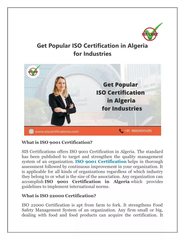 get popular iso certification in algeria