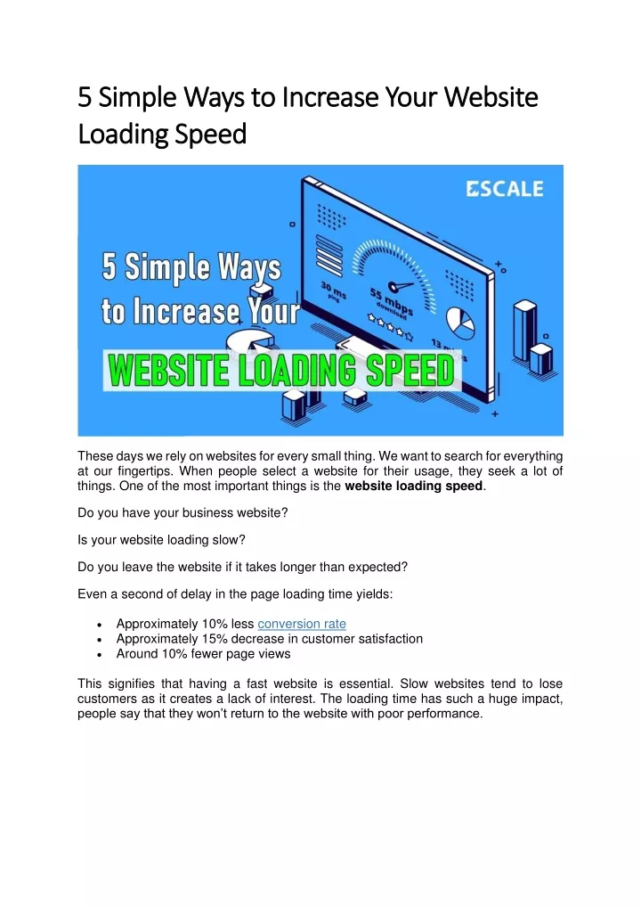 5 5 simple simple ways to lo loading ading speed