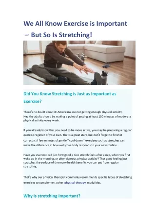 we all know exercise is important