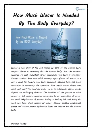 How Much Water Is Needed By The Body Everyday?