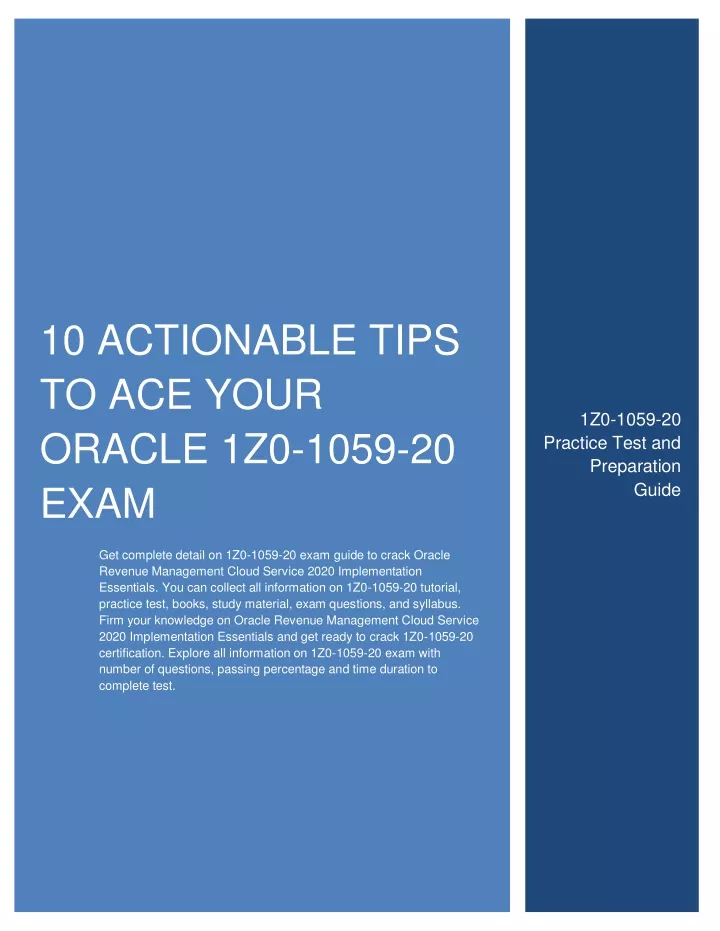 10 actionable tips to ace your oracle 1z0 1059