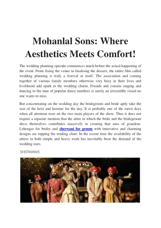 mohanlal sons where aesthetics meets comfort