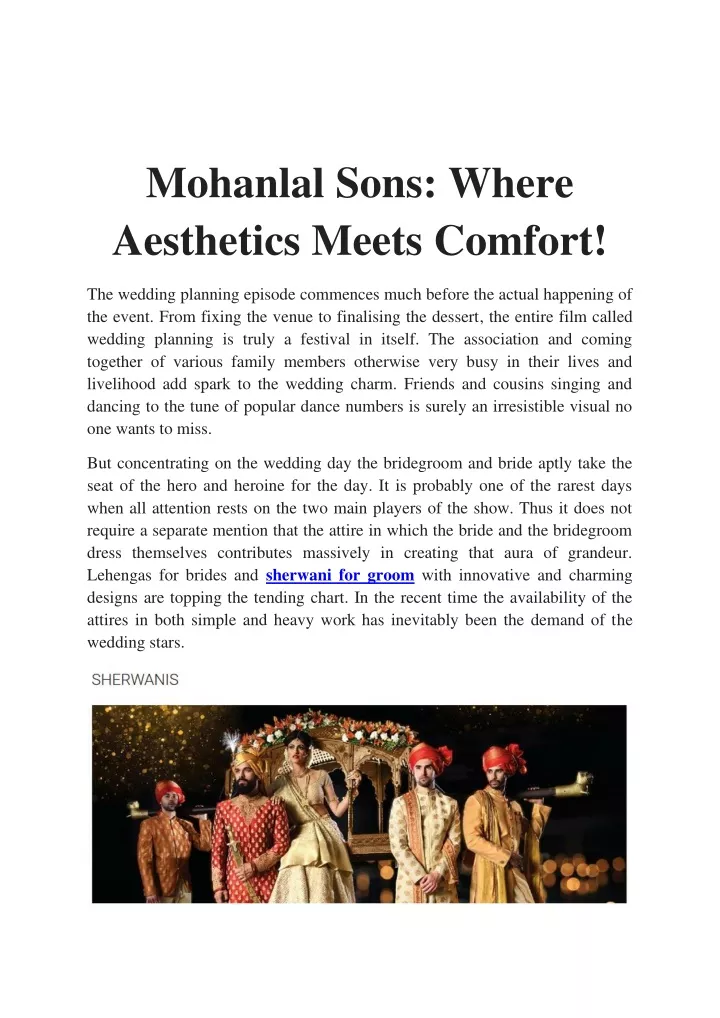 mohanlal sons where aesthetics meets comfort