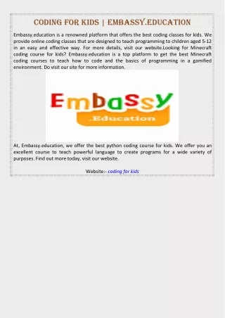 Coding for Kids | Embassy.education