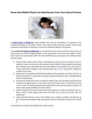 know how mobile physio can help recover from your