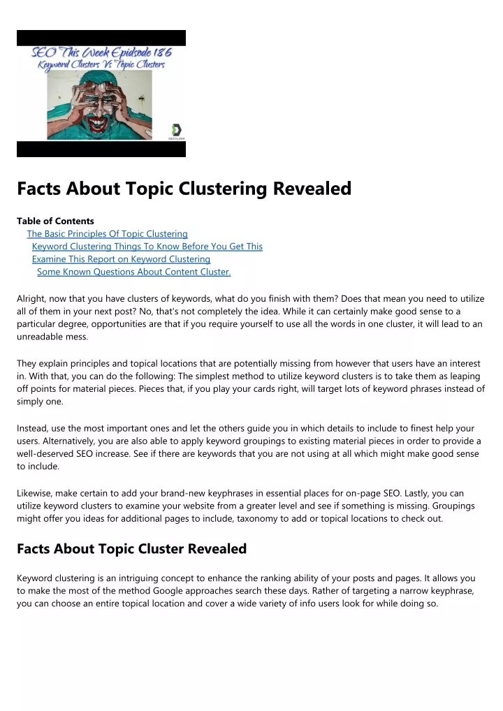 facts about topic clustering revealed