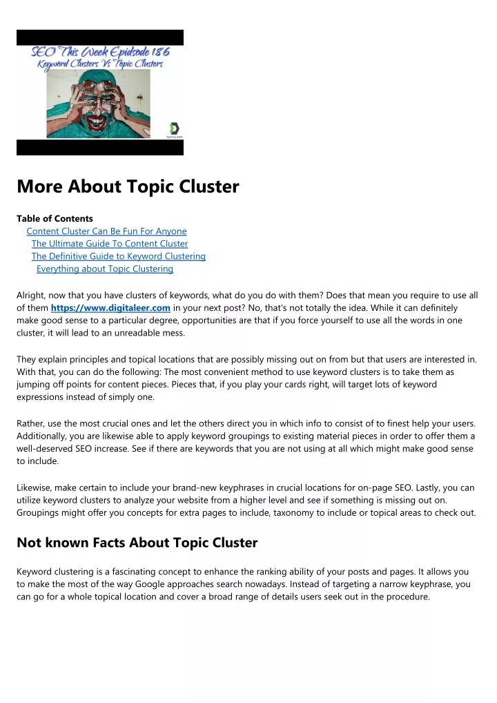 more about topic cluster