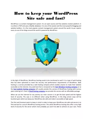 how to keep your wordpress site safe and fast