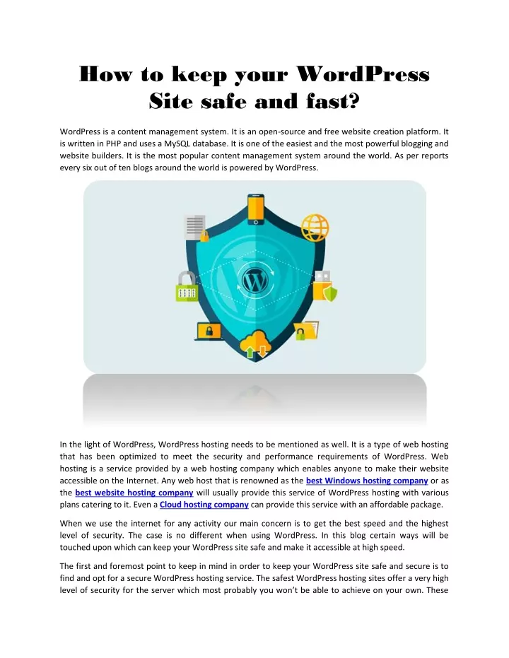 how to keep your wordpress site safe and fast