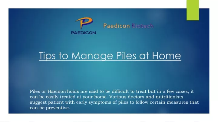 tips to manage piles at home
