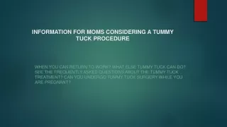 information for moms considering a tummy tuck procedure