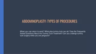 abdominoplasty types of procedures