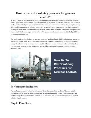 how to use wet scrubbing processes for gaseous