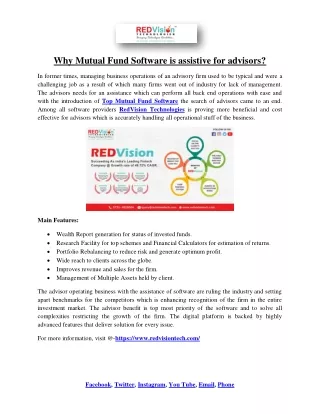 why mutual fund software is assistive for advisors