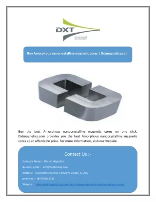 Buy Amorphous nanocrystalline magnetic cores | Dxtmagnetics.com