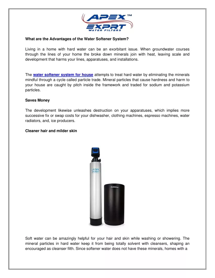 what are the advantages of the water softener
