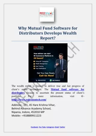 why mutual fund software for distributors