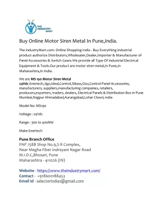 Buy Online Motor Siren Metal In Pune