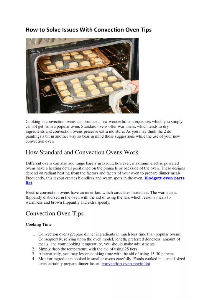 how to solve issues with convection oven tips
