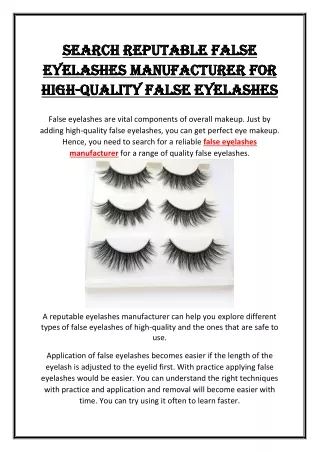Search reputable false eyelashes manufacturer for high-quality false eyelashes
