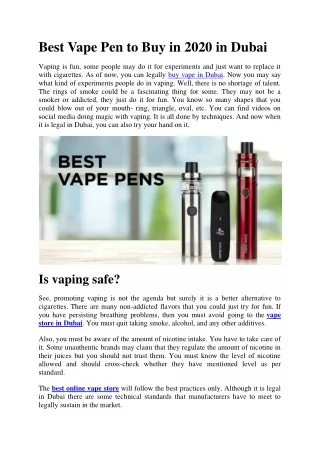 Best Vape Pen to Buy in 2020 in Dubai