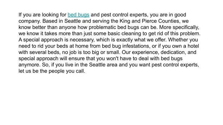 if you are looking for bed bugs and pest control