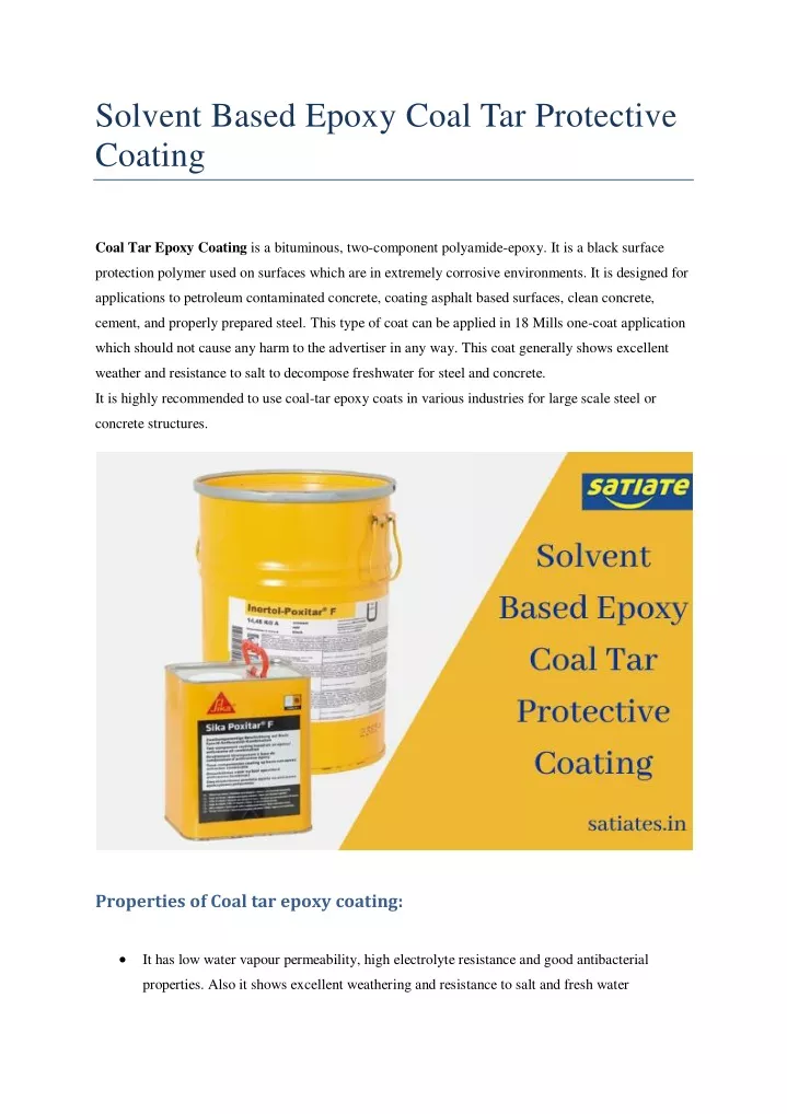 solvent based epoxy coal tar protective coating