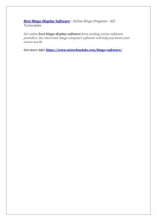 best bingo display software online bingo program
