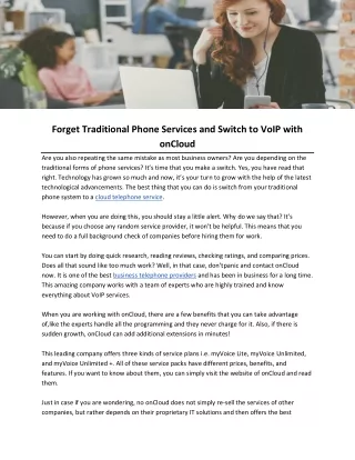 Forget Traditional Phone Services and Switch to VoIP with onCloud